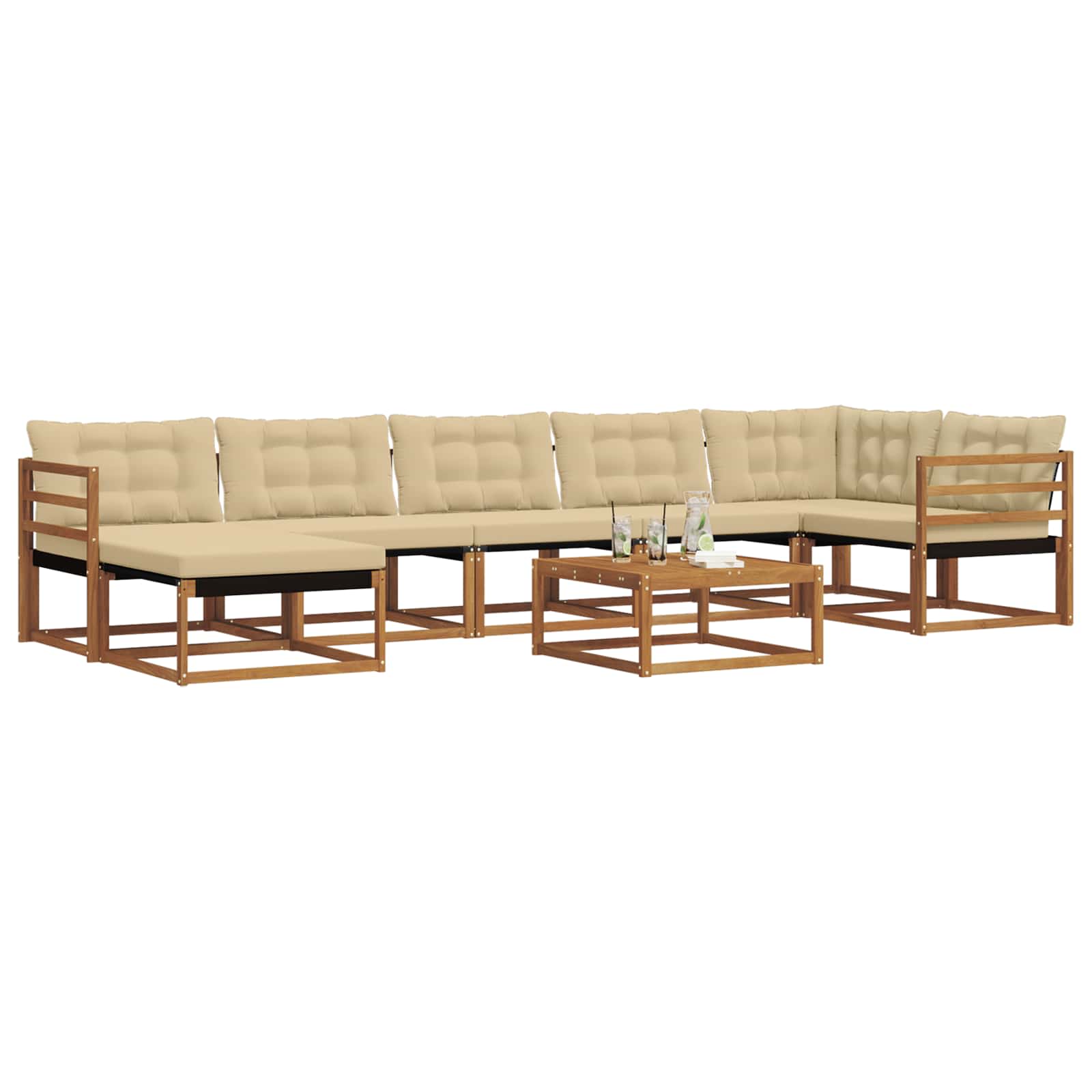 Σειρά Καναπέ Εξωτερικού με μαξιλάρι 22 pcs Φυσικό και Μπεζ - Pakobazaar