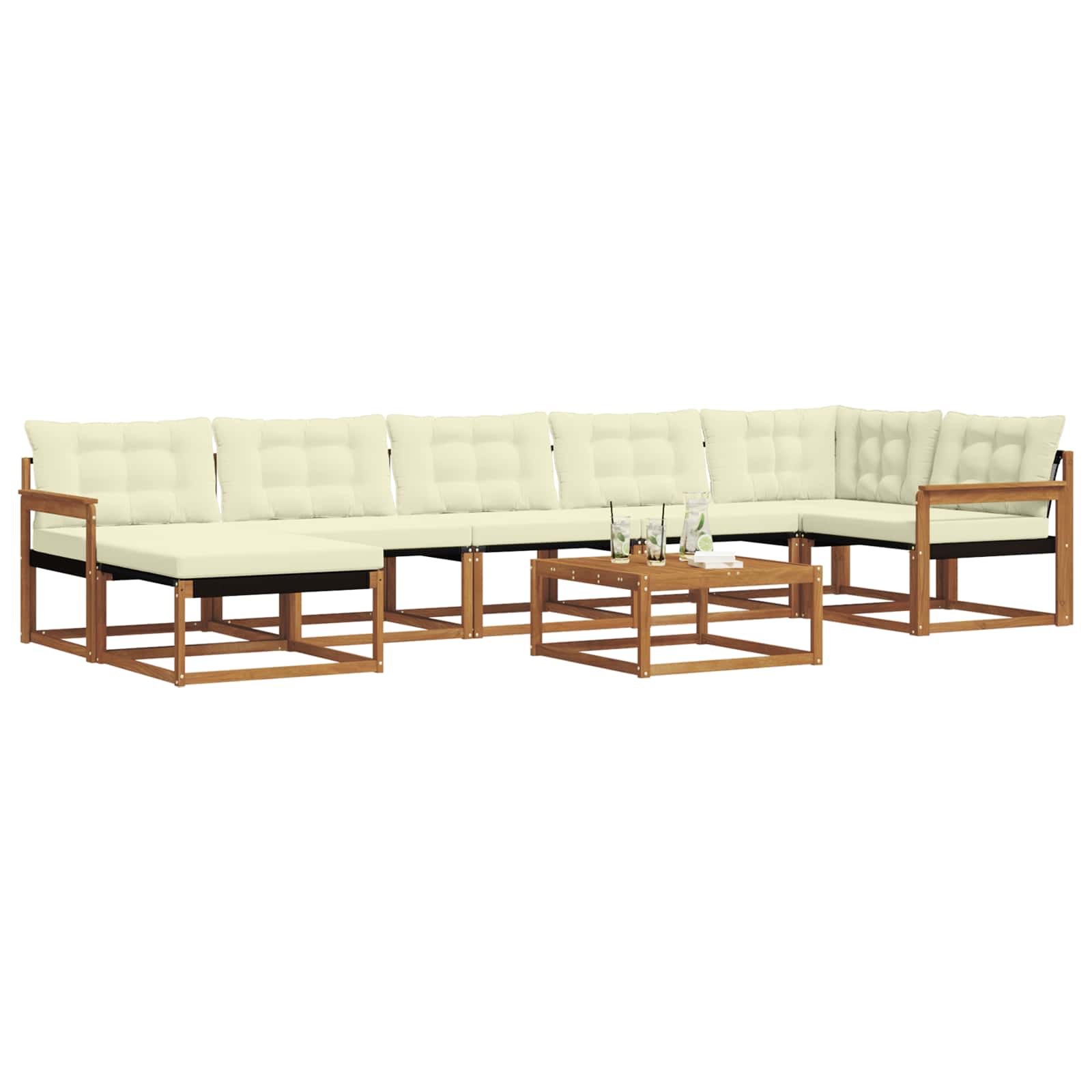 Σειρά Καναπέ Εξωτερικού με μαξιλάρι 22 pcs Φυσικό και Κρέμα - Pakobazaar