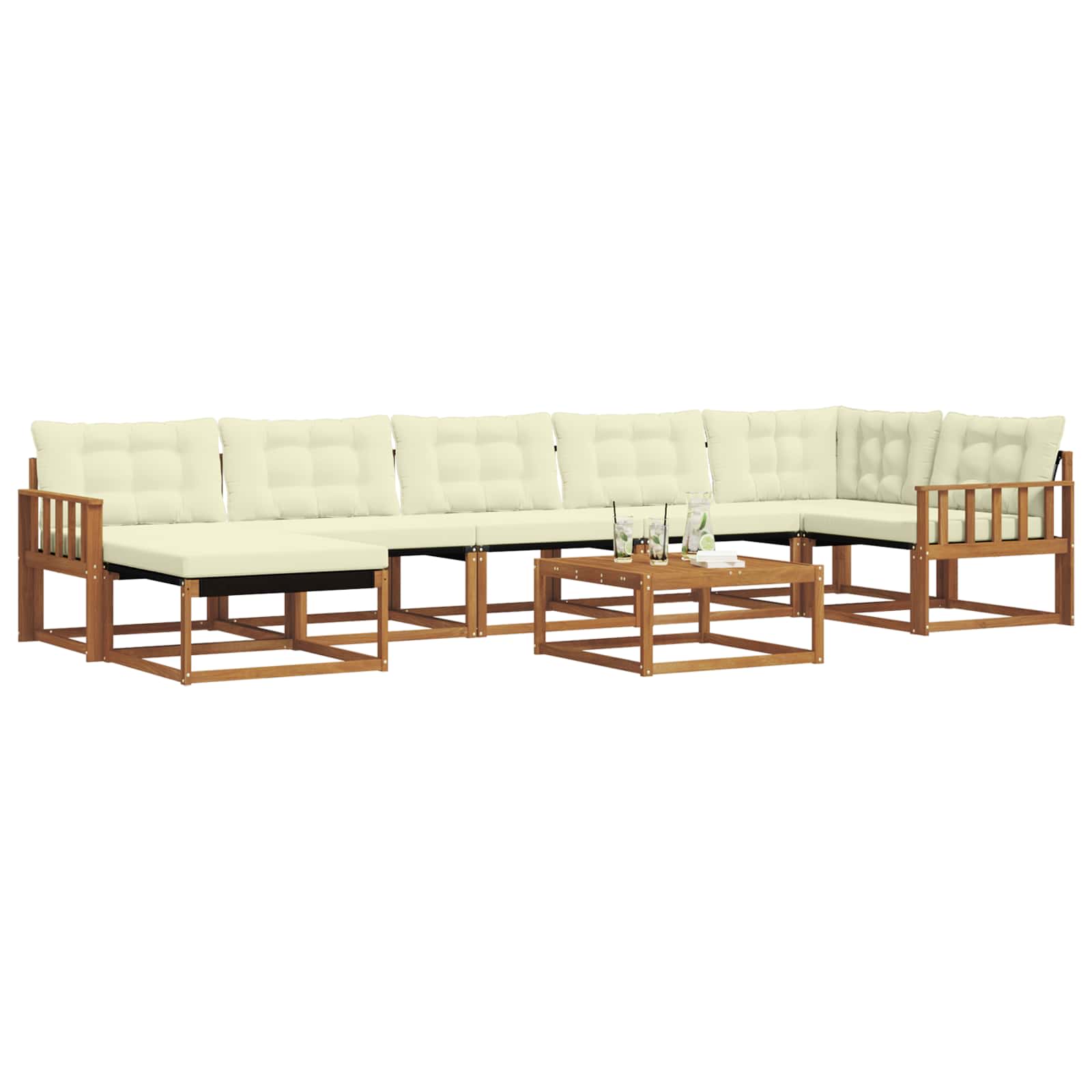 Σειρά Καναπέ Εξωτερικού με μαξιλάρι 22 pcs Φυσικό και Κρέμα - Pakobazaar