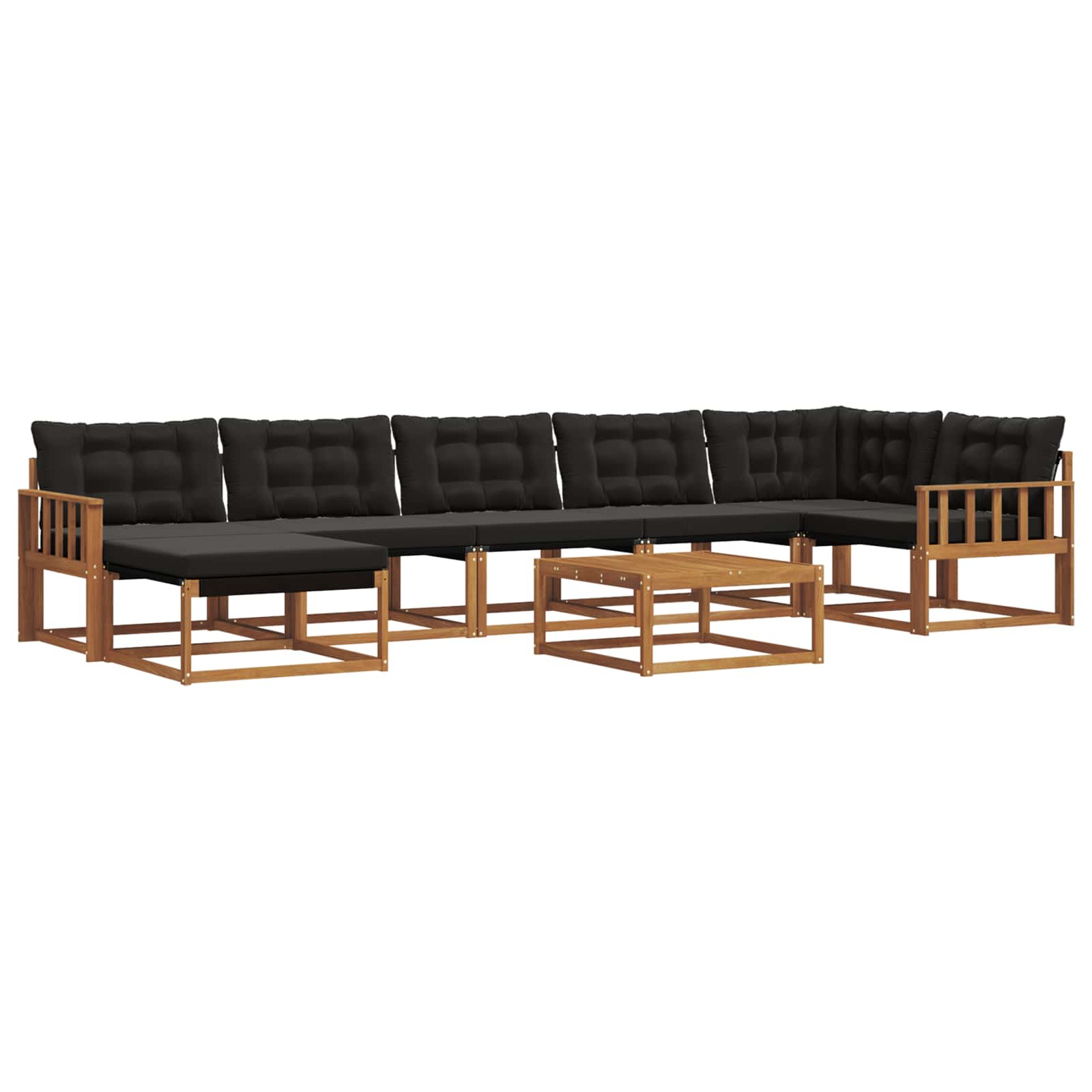 Σειρά Καναπέ Εξωτερικού με μαξιλάρι 22 pcs Φυσικό και Μαύρο - Pakobazaar