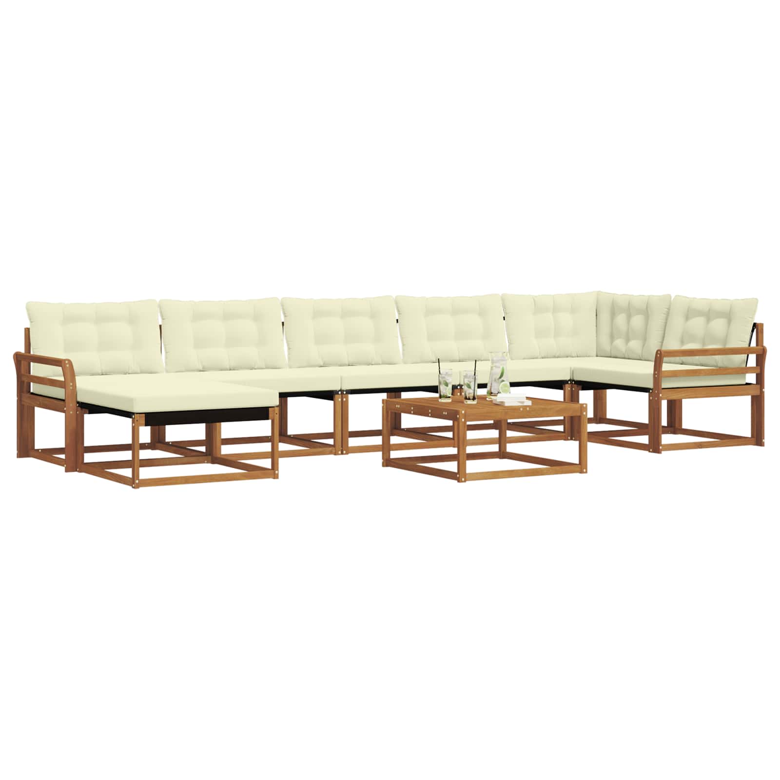 Σειρά Καναπέ Εξωτερικού με μαξιλάρι 22 pcs Φυσικό και Κρέμα - Pakobazaar