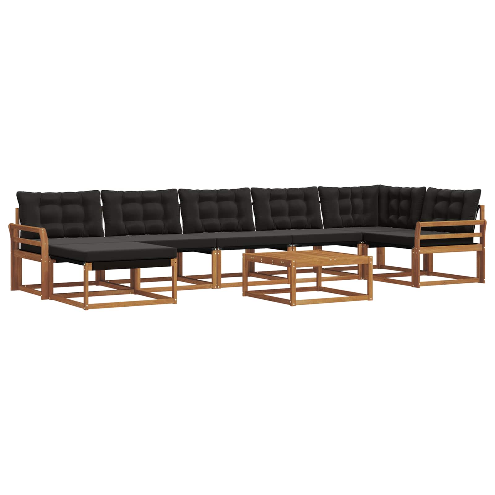 Σειρά Καναπέ Εξωτερικού με μαξιλάρι 22 pcs Φυσικό και Μαύρο - Pakobazaar
