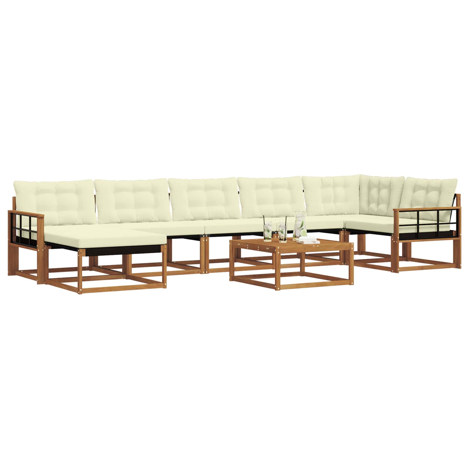 Σειρά Καναπέ Εξωτερικού με μαξιλάρι 22 pcs Φυσικό και Κρέμα - Pakobazaar