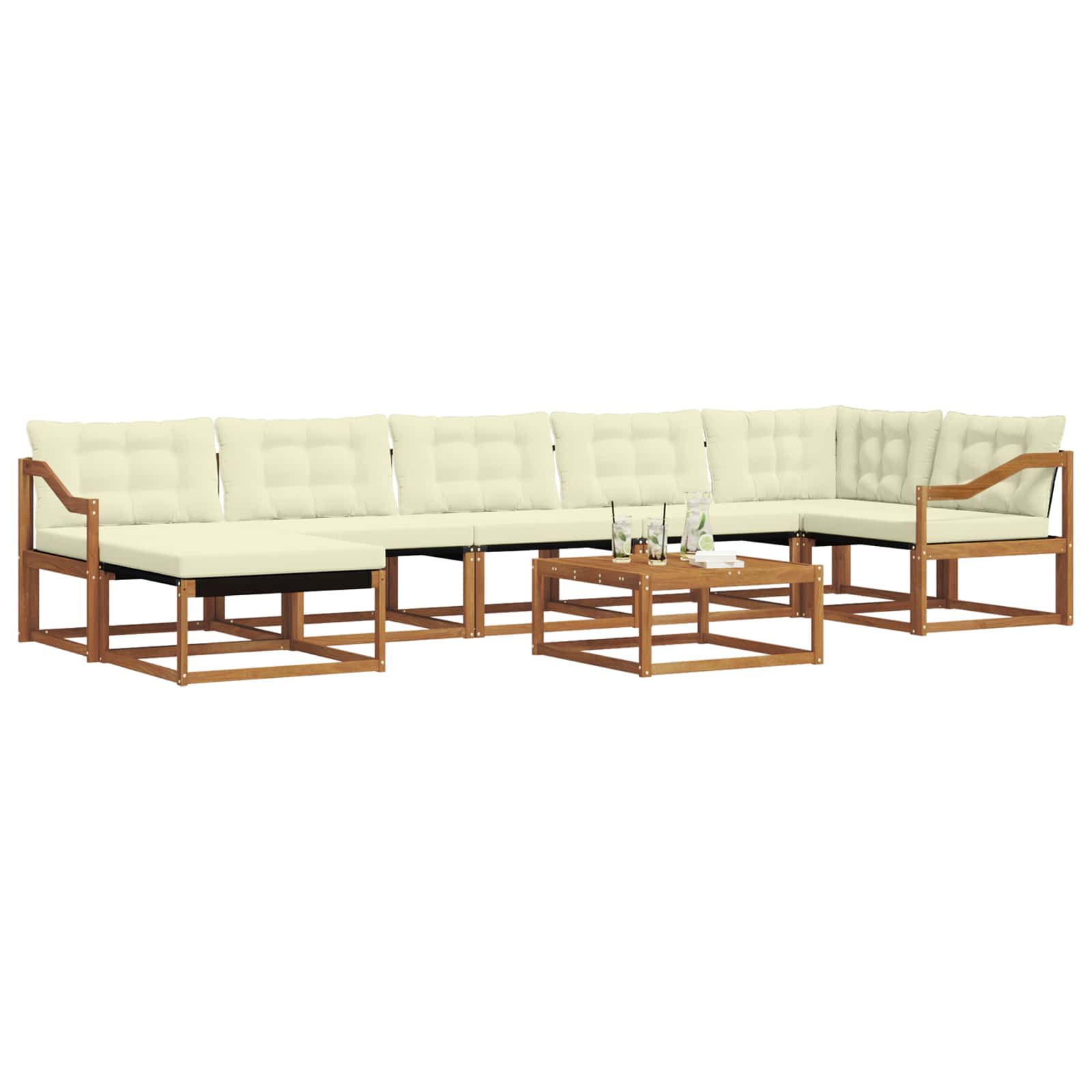 Σειρά Καναπέ Εξωτερικού με μαξιλάρι 22 pcs Φυσικό και Κρέμα - Pakobazaar
