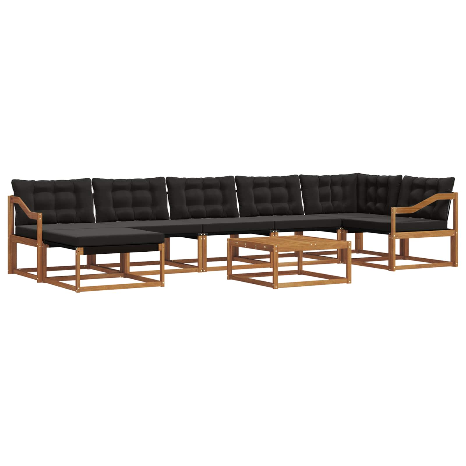 Σειρά Καναπέ Εξωτερικού με μαξιλάρι 22 pcs Φυσικό και Μαύρο - Pakobazaar