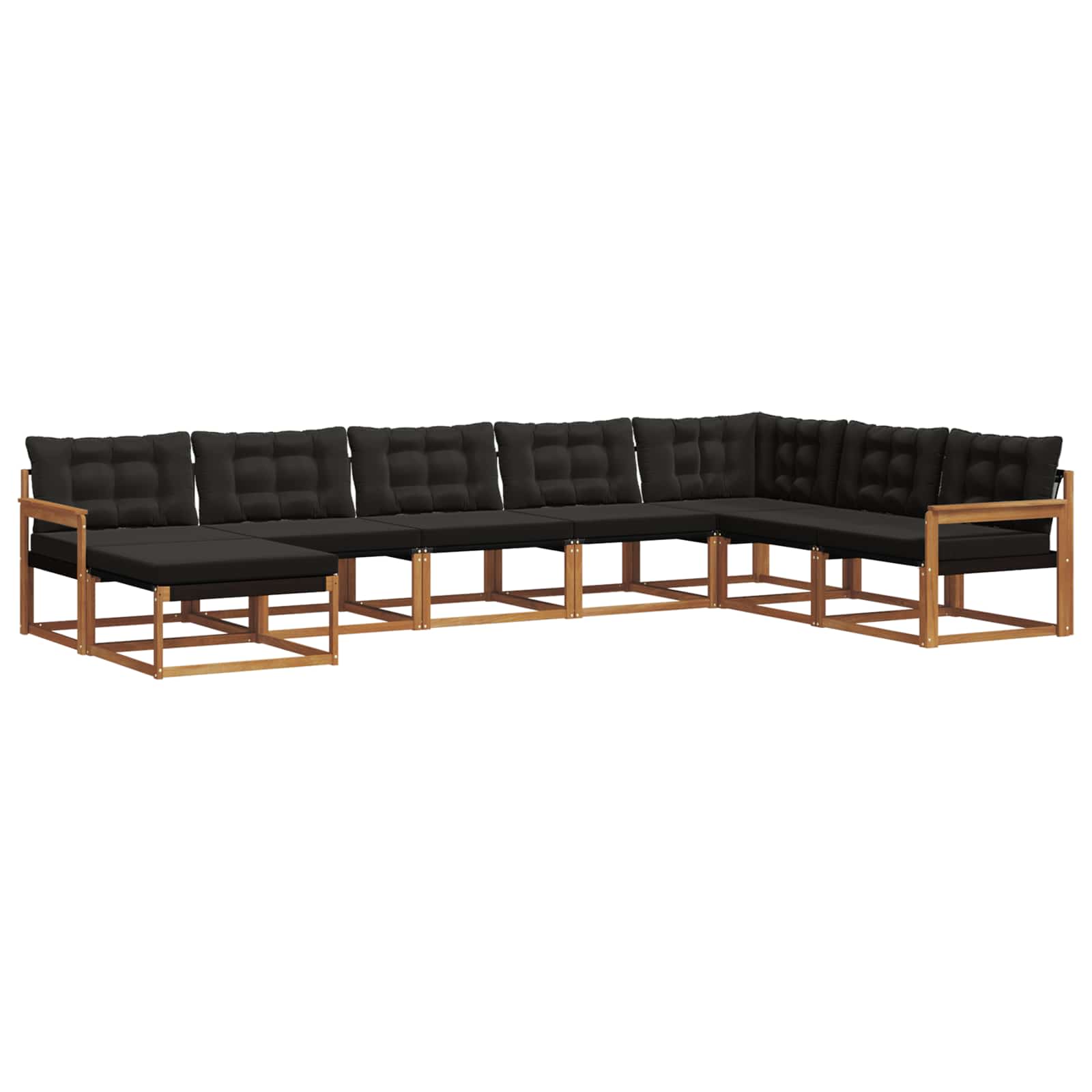Σειρά Καναπέ Εξωτερικού με μαξιλάρι 24 pcs Φυσικό και Μαύρο - Pakobazaar