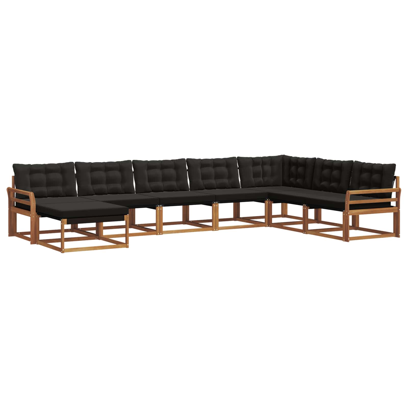 Σειρά Καναπέ Εξωτερικού με μαξιλάρι 24 pcs Φυσικό και Μαύρο - Pakobazaar