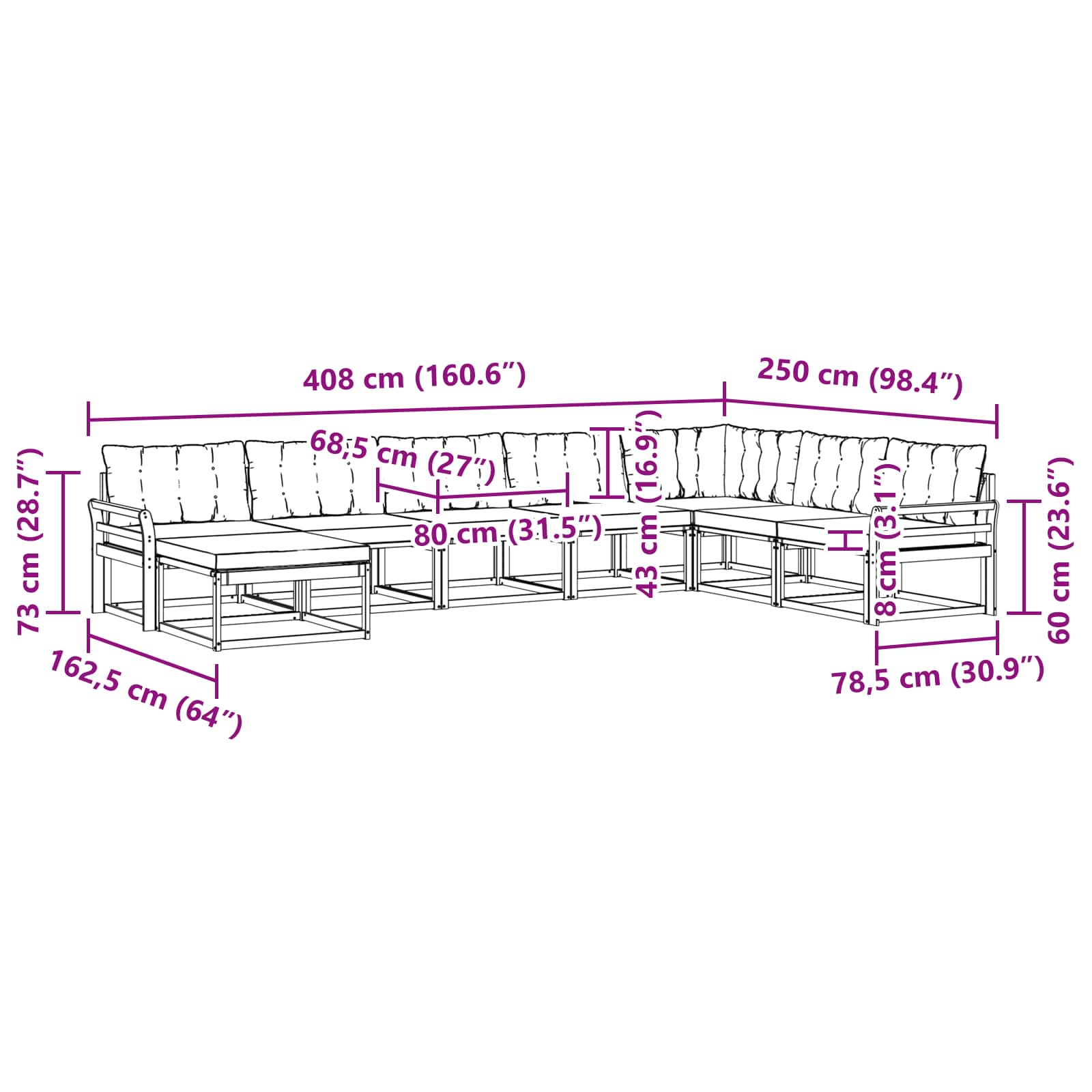 Σειρά Καναπέ Εξωτερικού με μαξιλάρι 24 pcs Φυσικό και Μαύρο - Pakobazaar