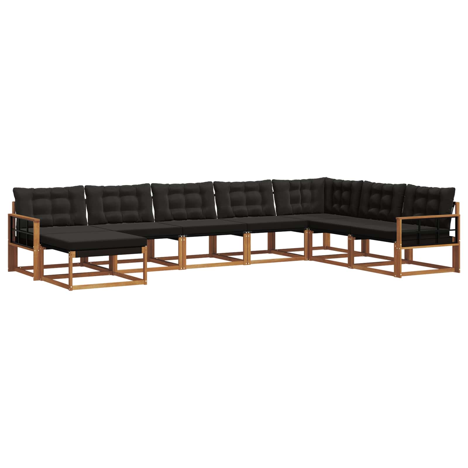 Σειρά Καναπέ Εξωτερικού με μαξιλάρι 24 pcs Φυσικό και Μαύρο - Pakobazaar