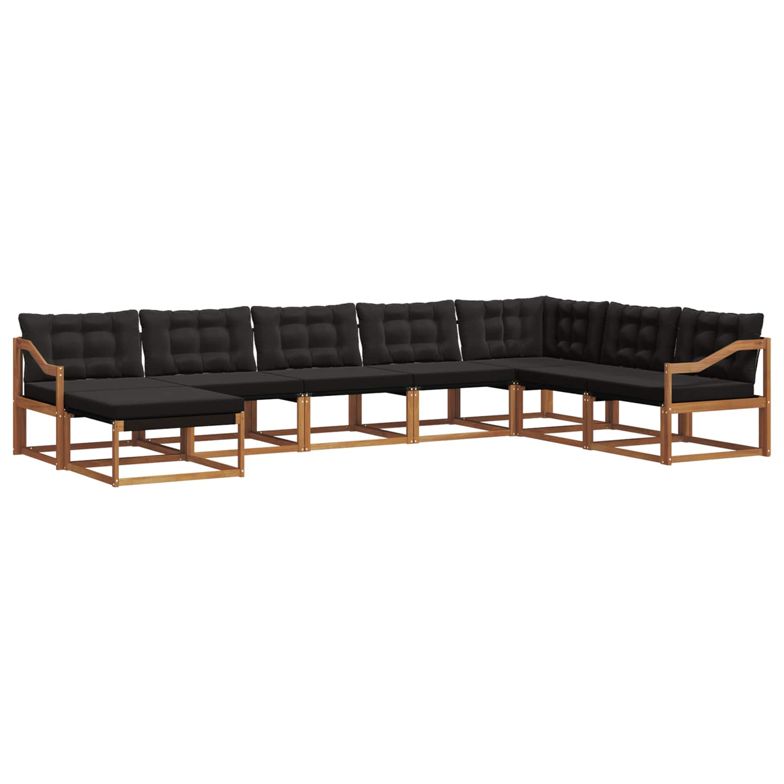 Σειρά Καναπέ Εξωτερικού με μαξιλάρι 24 pcs Φυσικό και Μαύρο - Pakobazaar
