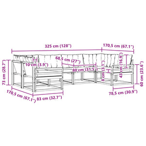 Σειρά Καναπέ Εξωτερικού με μαξιλάρι 6 pcs Φυσικό και Μπεζ - Pakobazaar