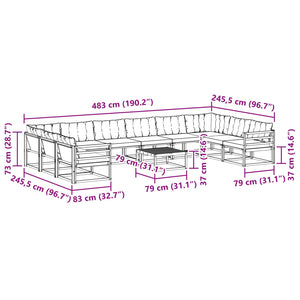 Σειρά Καναπέ Εξωτερικού με μαξιλάρι 11 pcs Φυσικό και Μπεζ - Pakobazaar