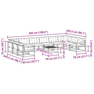 Σειρά Καναπέ Εξωτερικού με μαξιλάρι 11 pcs Φυσικό και Μπεζ - Pakobazaar