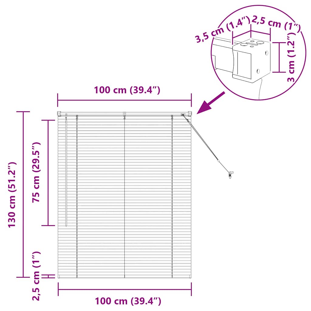 Βενετσιάνικες Ρόδες Λευκό 130 x 100 cm Αλουμίνιο - Pakobazaar
