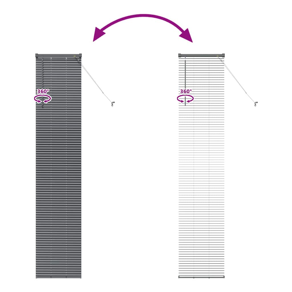 Βενετσιάνικες Ρόδες Σκούρο Γκρι 220 x 50 εκ Αλουμίνιο - Pakobazaar