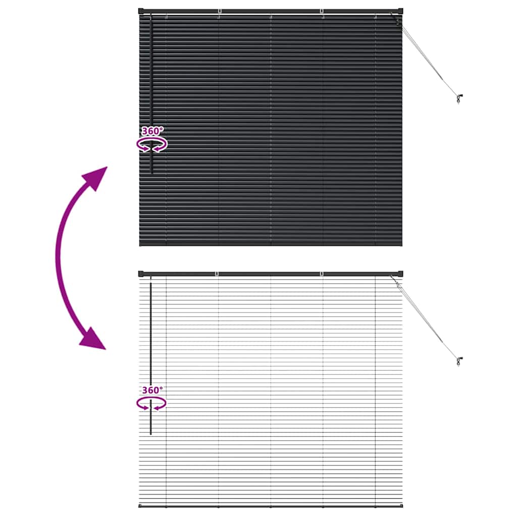 Βενετσιάνικες Ρόδες Μαύρο 130 x 150 cm Αλουμίνιο - Pakobazaar