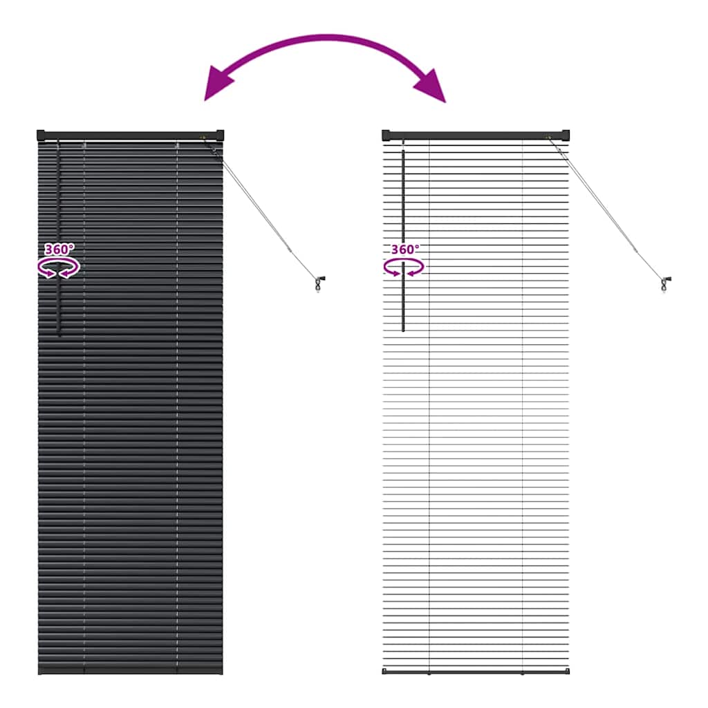 Βενετσιάνικες Ρόδες Μαύρο 175 x 60 εκ Αλουμίνιο - Pakobazaar
