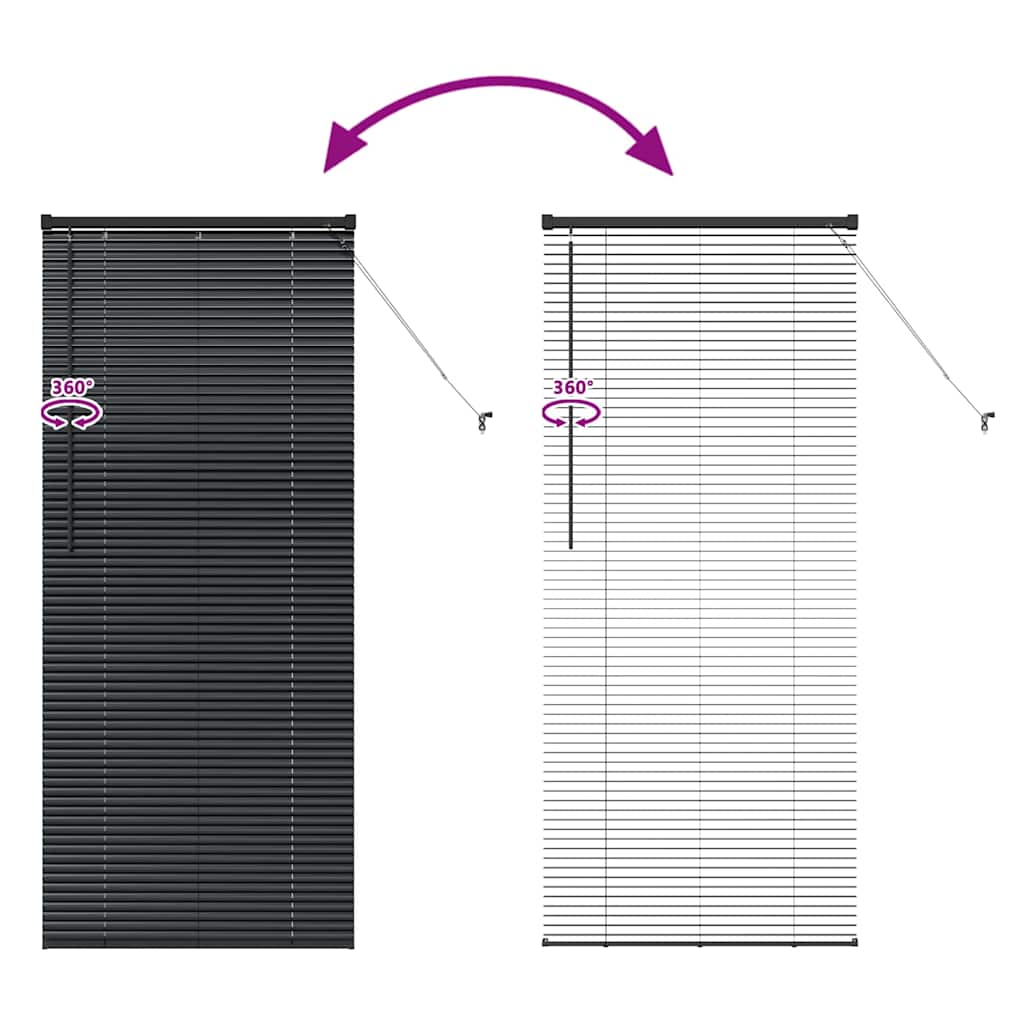 Βενετσιάνικες Ρόδες Μαύρο 175 x 80 εκ Αλουμίνιο - Pakobazaar