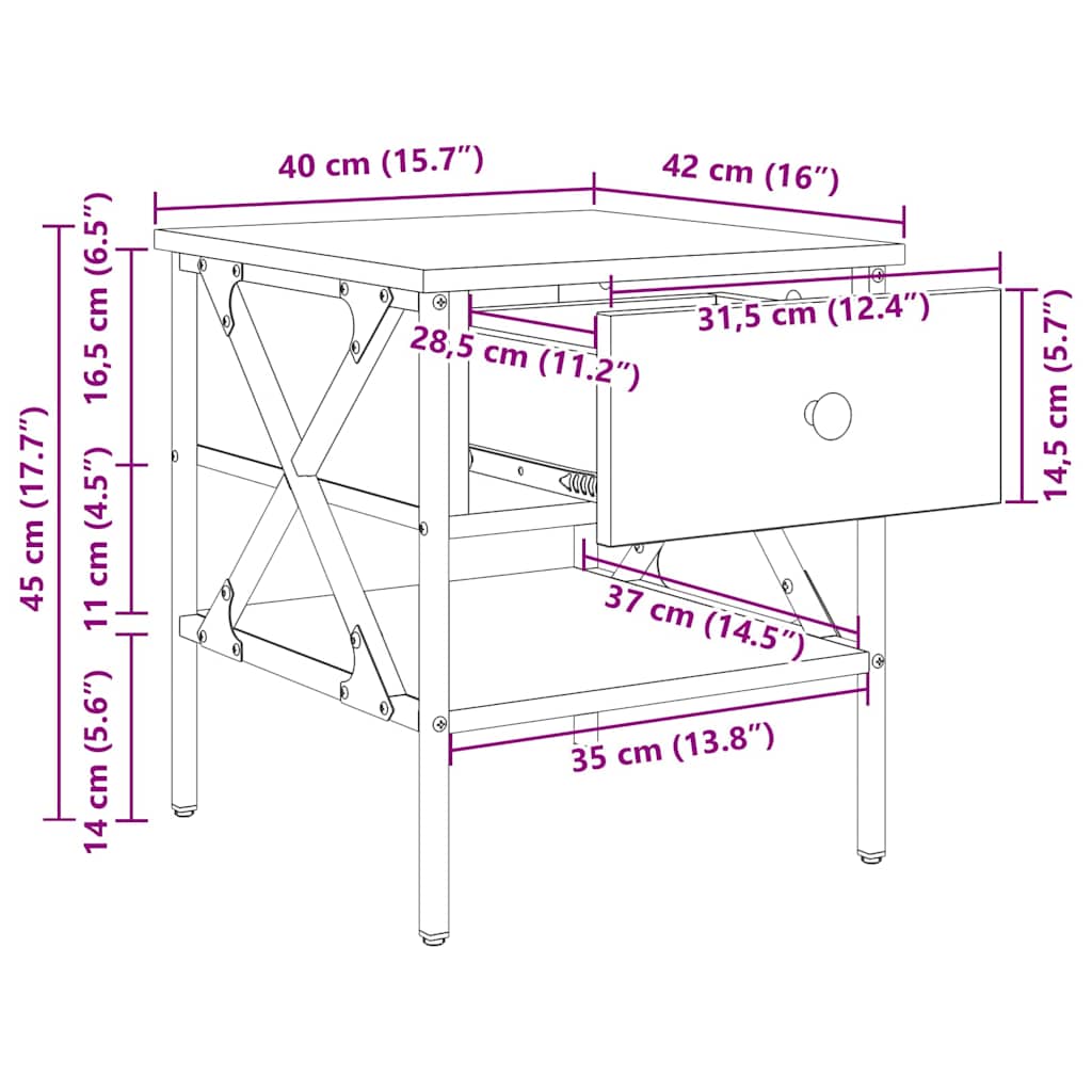 Κομοδίνο artisan δρυς 40 x 42 x 45 εκ.