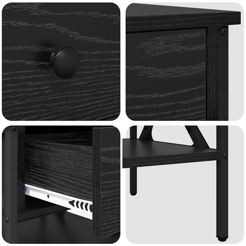Κομοδίνο με συρτάρι 2 pcs Μαύρη δρυς 40 x 42 x 45 εκ.