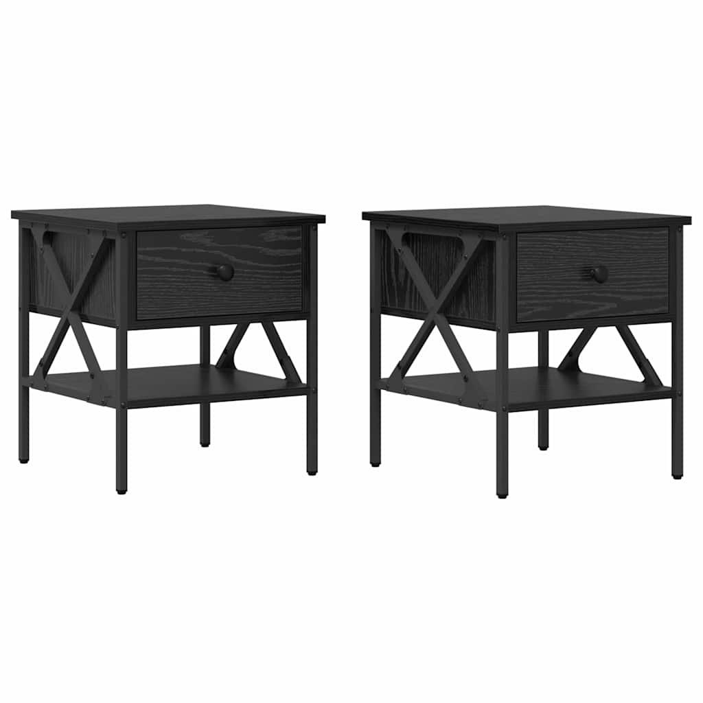 Κομοδίνο με συρτάρι 2 pcs Μαύρη δρυς 40 x 42 x 45 εκ.