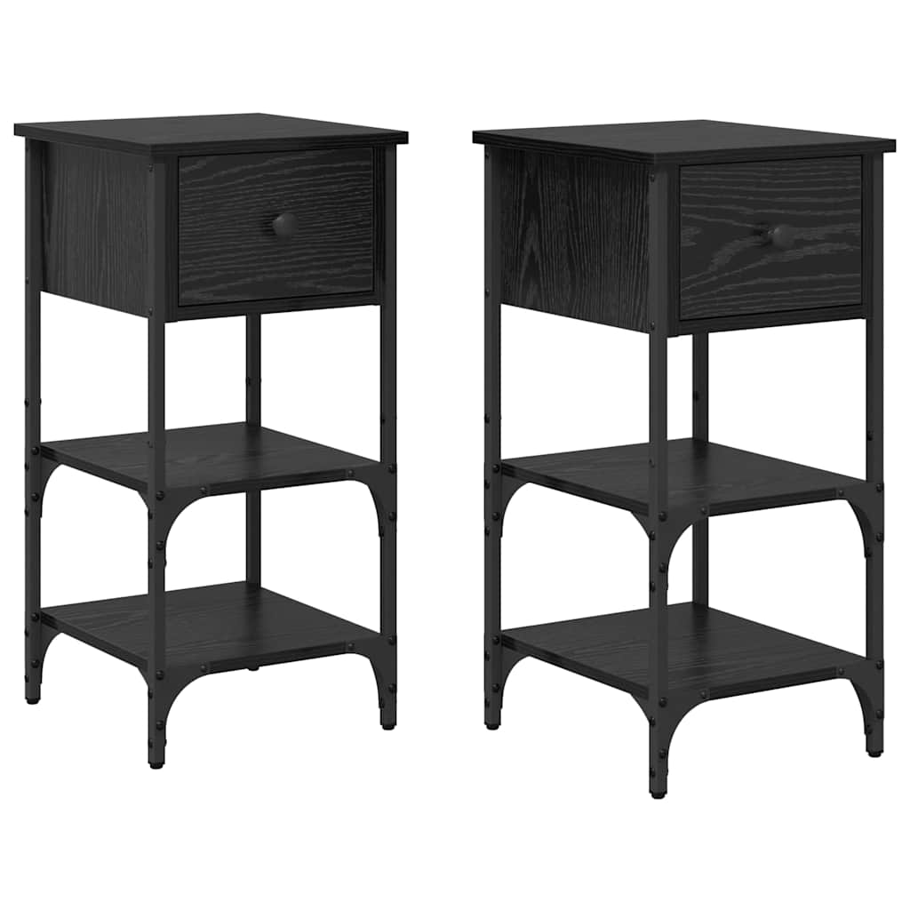 Κομοδίνο με συρτάρι 2 pcs Μαύρη Οξυά 33.5 x 36 x 70 εκ