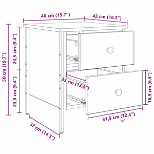 Κομοδίνο με συρτάρι Μαύρη δρυς 40 x 42 x 50 cm