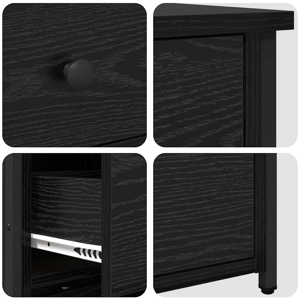 Κομοδίνο 2 pcs Μαύρη Οξυά 40 x 36 x 60 εκ Στερεό Ανακτηθέν Ξύλο