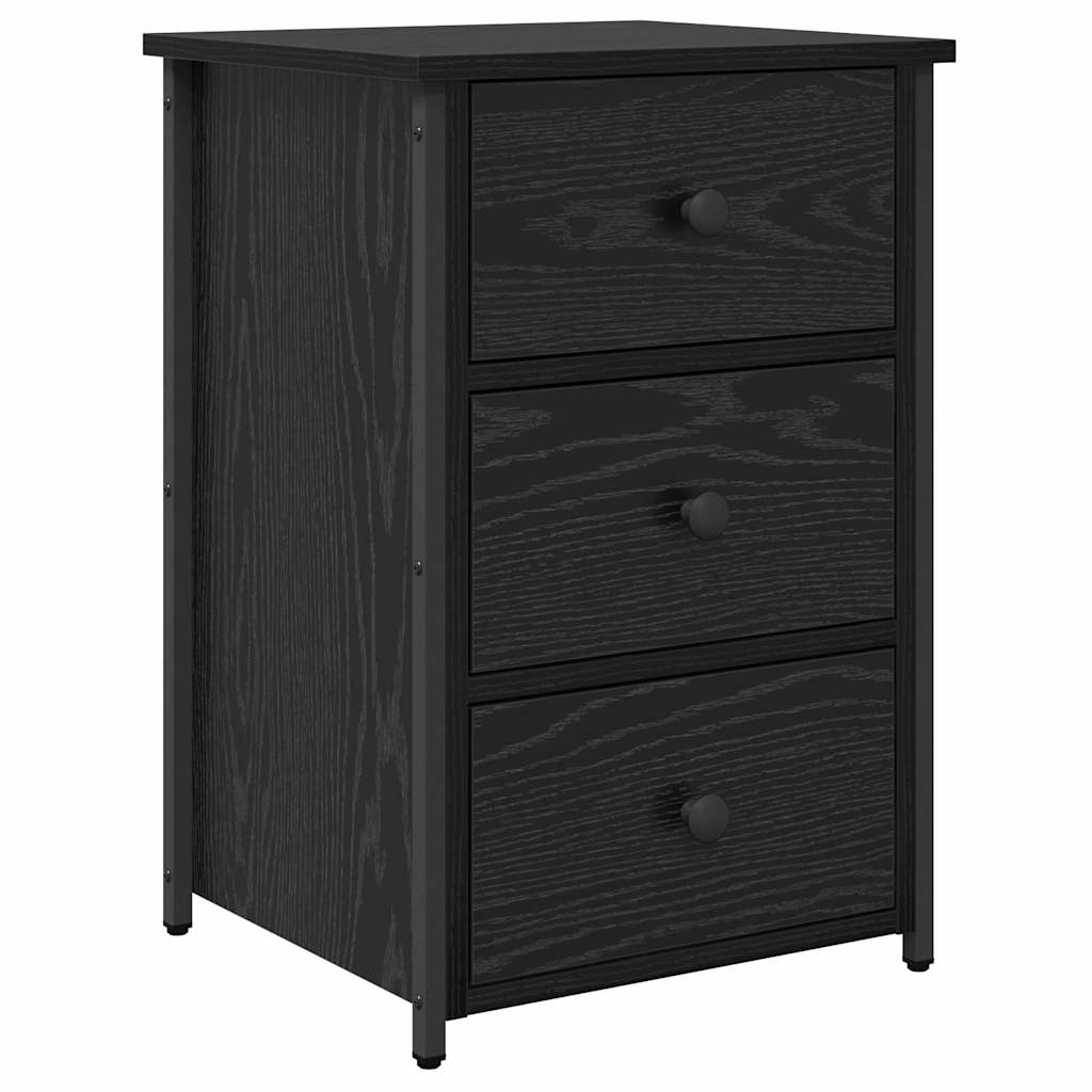 Κομοδίνο 2 pcs Μαύρη Οξυά 40 x 36 x 60 εκ Στερεό Ανακτηθέν Ξύλο