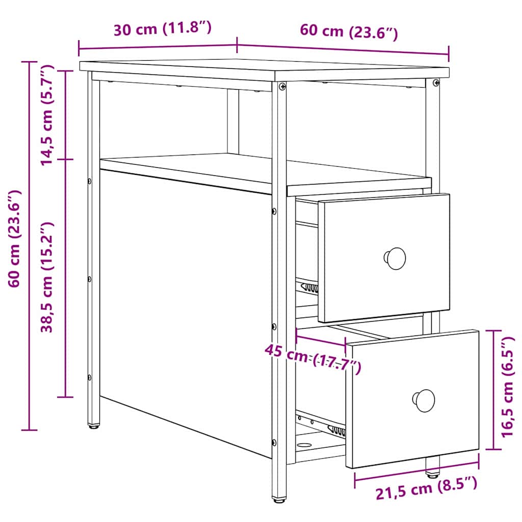 Κομοδίνο artisan δρυς 30 x 60 x 60 εκ. Επεξεργασμένο ξύλο - Pakobazaar