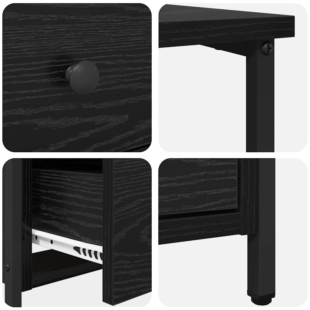 Κομοδίνο 2 pcs Μαύρη δρυς 30 x 60 x 60 εκ. Επεξεργασμένο ξύλο