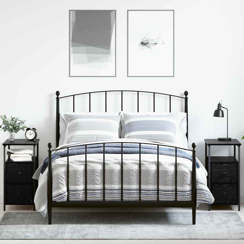 Κομοδίνο 2 pcs Μαύρη δρυς 30 x 60 x 60 εκ. Επεξεργασμένο ξύλο