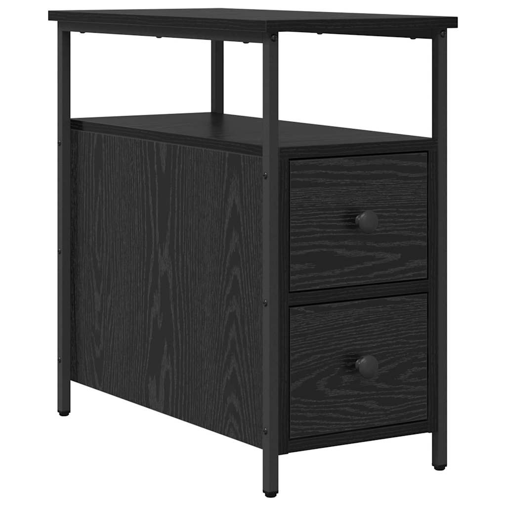 Κομοδίνο 2 pcs Μαύρη δρυς 30 x 60 x 60 εκ. Επεξεργασμένο ξύλο
