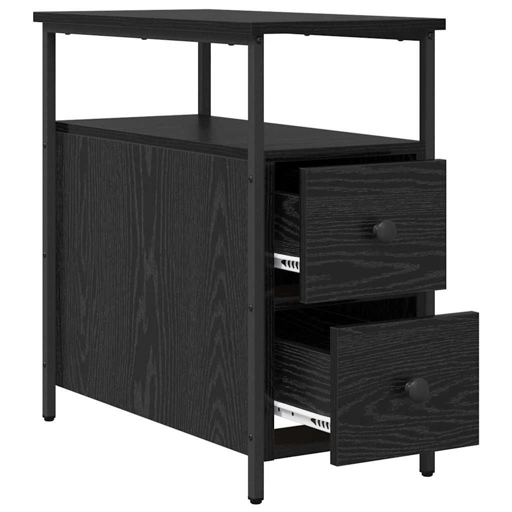 Κομοδίνο 2 pcs Μαύρη δρυς 30 x 60 x 60 εκ. Επεξεργασμένο ξύλο