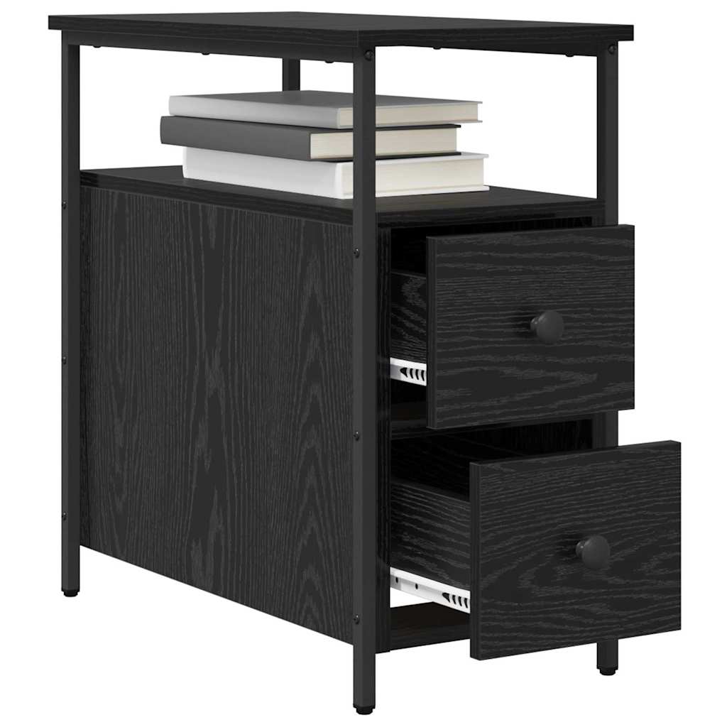 Κομοδίνο 2 pcs Μαύρη δρυς 30 x 60 x 60 εκ. Επεξεργασμένο ξύλο