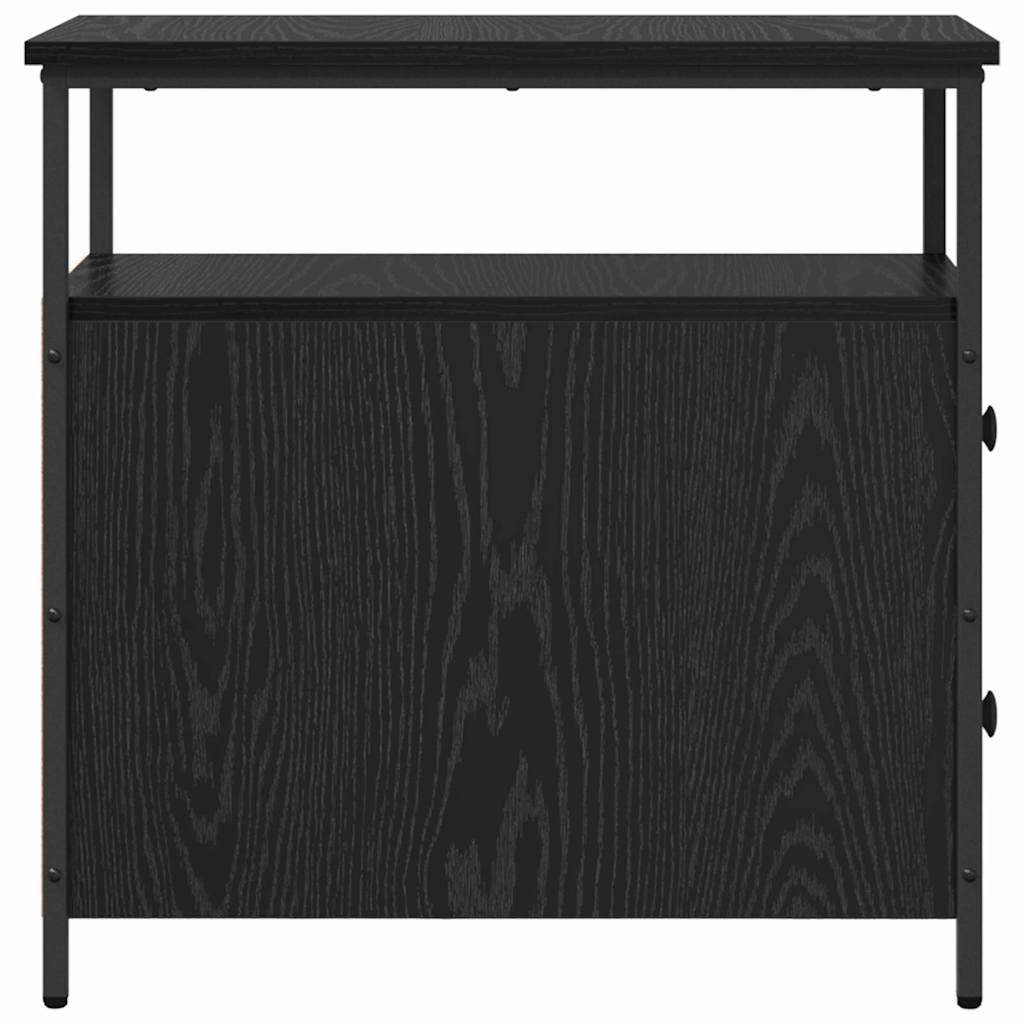 Κομοδίνο 2 pcs Μαύρη δρυς 30 x 60 x 60 εκ. Επεξεργασμένο ξύλο