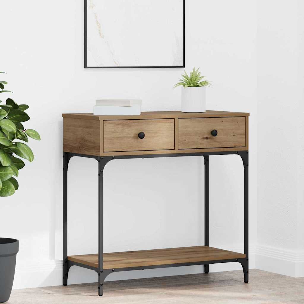 Τραπέζι κονσόλας με συρτάρι artisan δρυς 75 x 34.5 x 75 εκ - Pakobazaar