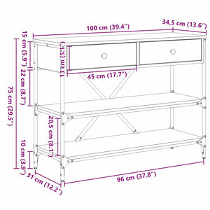 Τραπέζι κονσόλας με συρτάρι Καφέ 100 x 34,5 x 75 εκ. ξύλο - Pakobazaar