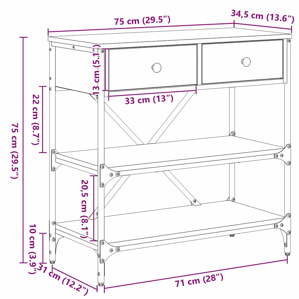 Τραπέζι κονσόλας με συρτάρι Μαύρη Οξυά 100 x 34,5 x 75 εκ. ξύλο - Pakobazaar