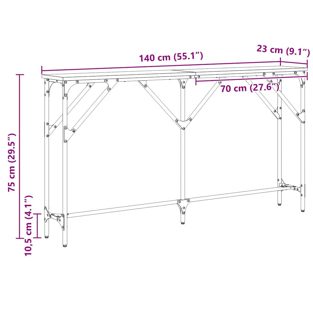 Τραπέζι κονσόλας Μαύρη δρυς 140 x 23 x 75 cm - Pakobazaar