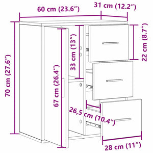 Πλαϊνό γραφείο Artisan Oak 60 x 31 x 70 εκ Επεξεργασμένο ξύλο - Pakobazaar
