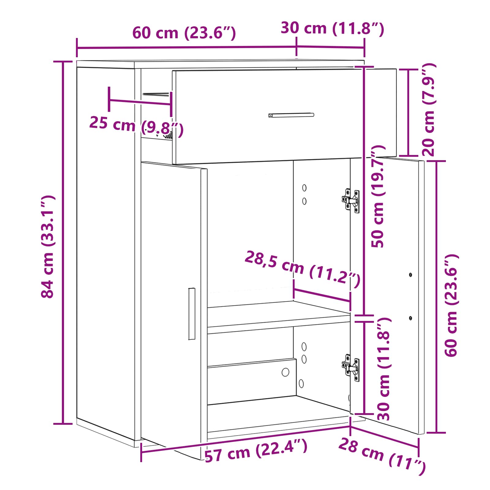 Πλαϊνό γραφείο Artisan Oak 60 x 30 x 84 εκ Επεξεργασμένο ξύλο - Pakobazaar