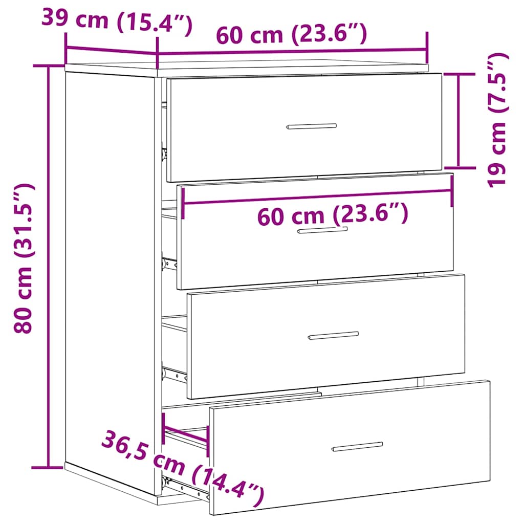 Πλαϊνό γραφείο Παλιό ξύλο 60 x 39 x 80 εκ Επεξεργασμένο ξύλο