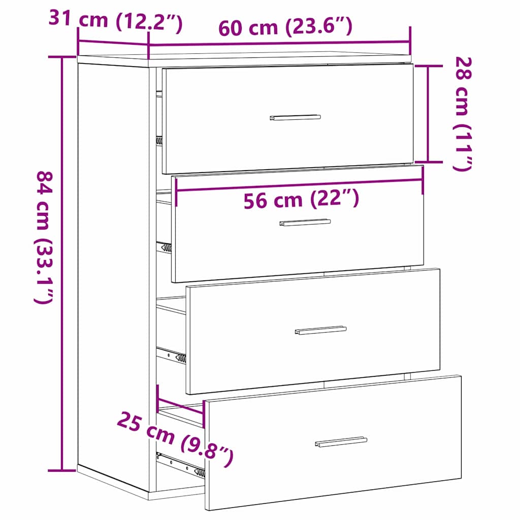Πλαϊνό γραφείο Μαύρη Οξυά 60 x 39 x 80 εκ Επεξεργασμένο ξύλο