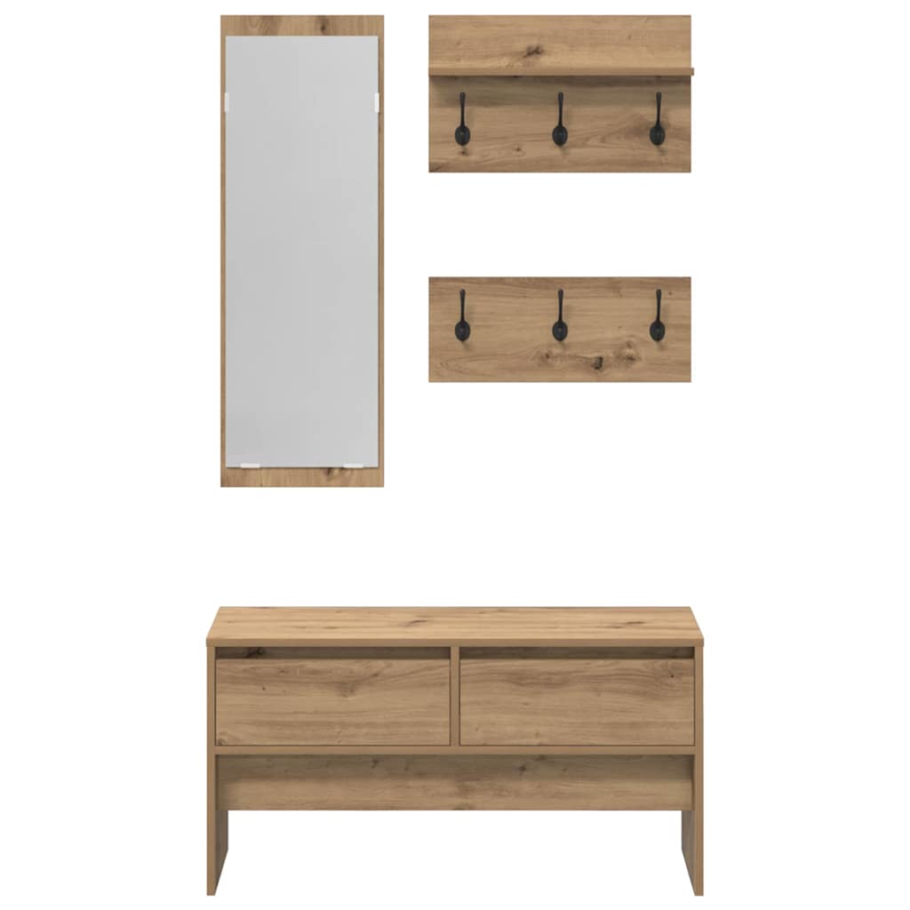 Σετ επίπλων χωλ με συρτάρι 4 pcs Καρυδιά Χειροποίητης Εργασίας