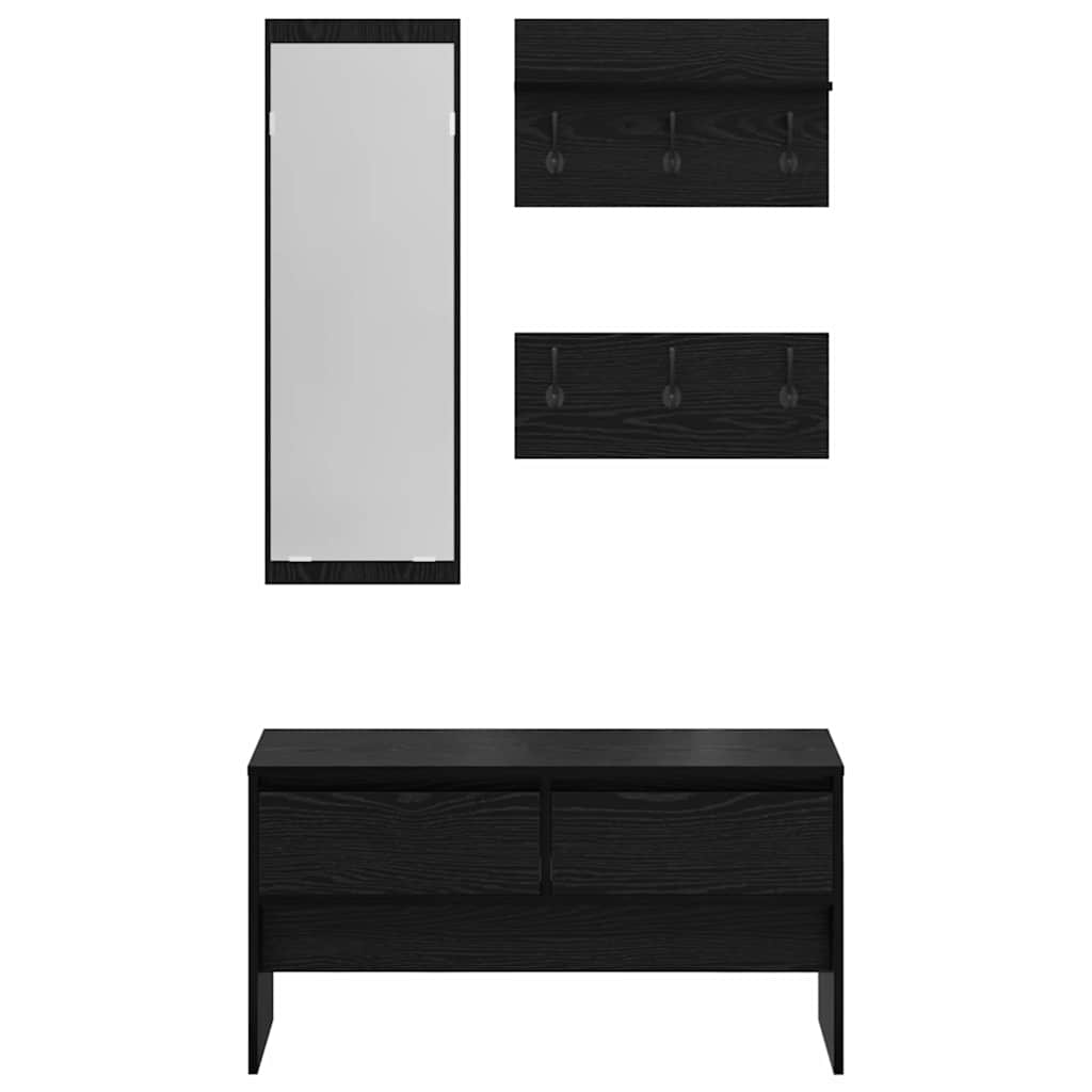 Σετ επίπλων χωλ με συρτάρι 4 pcs Μαύρη Οξυά Επεξεργασμένο ξύλο
