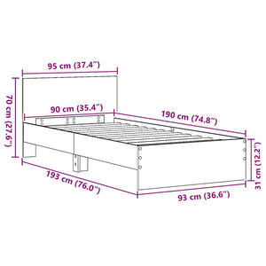 Σκελετός Κρεβατιού Μαύρη Οξυά 90 x 190 cm Επεξεργασμένο ξύλο - Pakobazaar