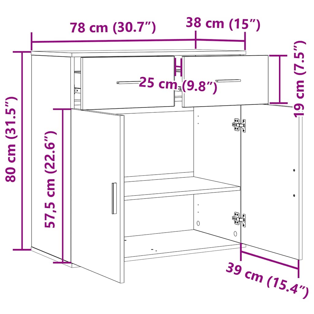 Πλαϊνό γραφείο Artisan Oak 78 x 38 x 80 εκ Επεξεργασμένο ξύλο - Pakobazaar