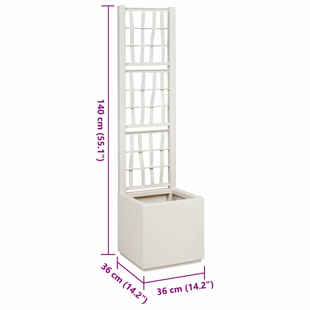 Κουτί Λουλουδιών Λευκό 36 x 36 x 140 εκ. Πλαστικό - Pakobazaar
