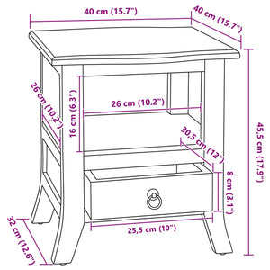 Κομοδίνο με συρτάρι Φυσικό 40 x 40 x 45,5 εκ. Στερεό ξύλο Μαόνι - Pakobazaar